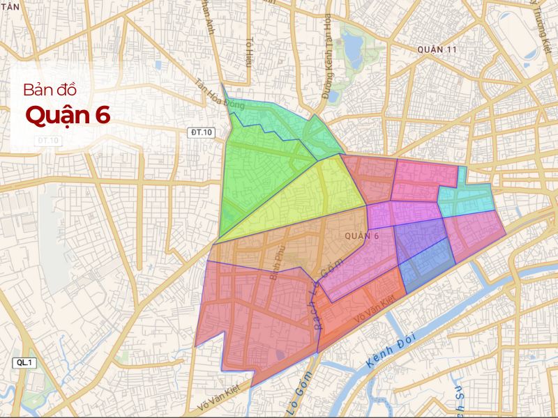 Bản đồ Quận 6 TPHCM: Vị trí, Phân lô, Tiện ích Cập nhật 2024