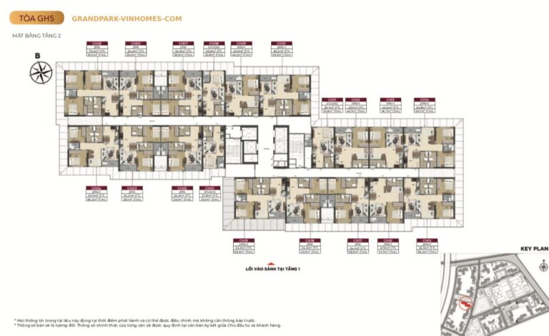 Mặt bằng căn hộ Glory Heights GH5: Thiết kế tối ưu, diện tích đa dạng